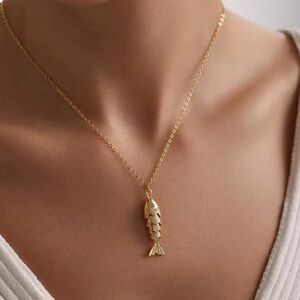 Gold Fish Pendant Necklace